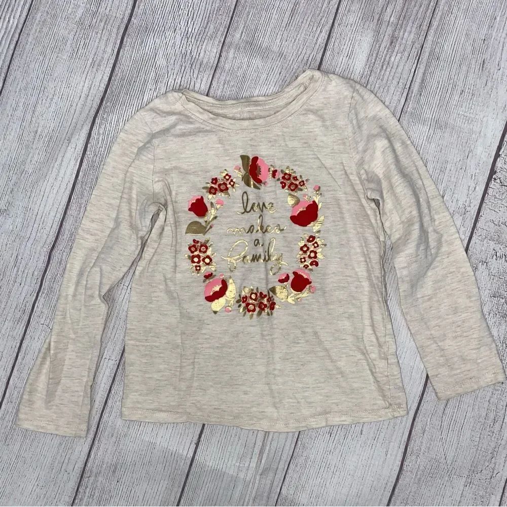 Cat & Jack longsleeve floral print top gold and tan girls size 5T